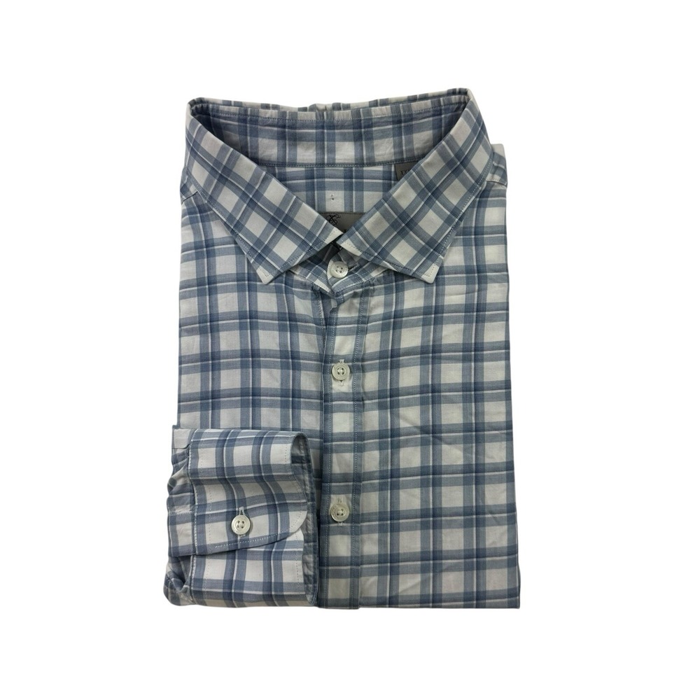 Canali 1934 Current Blue White Checked Cotton Men’s Button Front Size 4XL XXXXL